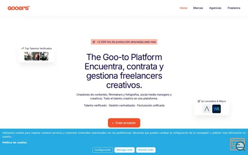 Screenshot of Gooers, a launch using Drupal