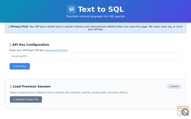 Screenshot of text2sql - from Zlabs