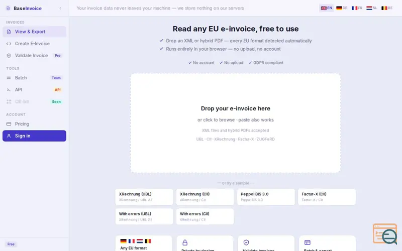 Screenshot of BaseInvoice