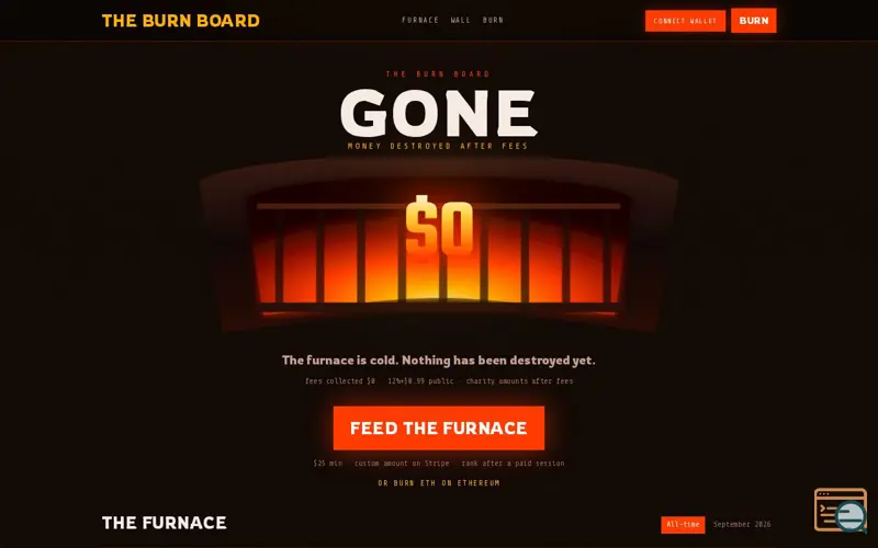 Screenshot of THE BURN BOARD