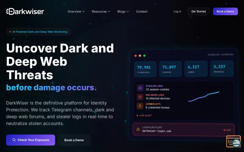 Screenshot of DarkWiser, a launch using LottieFiles