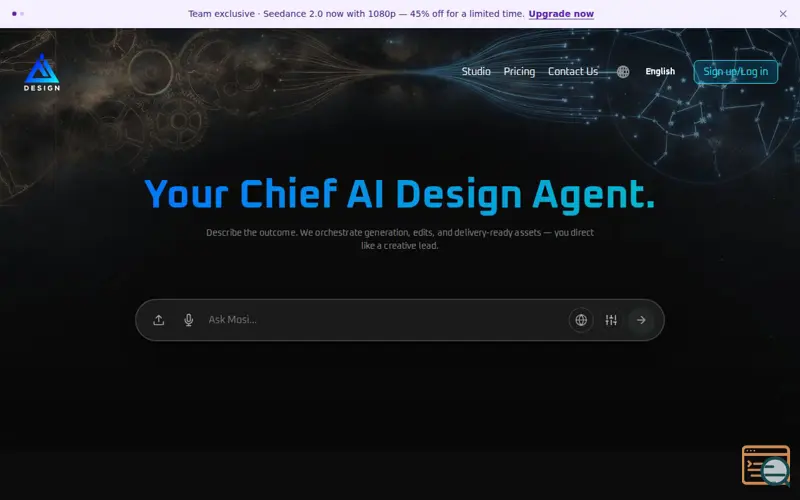 Screenshot of AiDesigns — AI creative workspace
