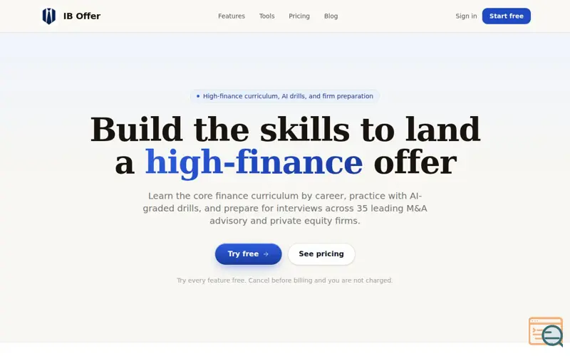 Screenshot of IB Offer