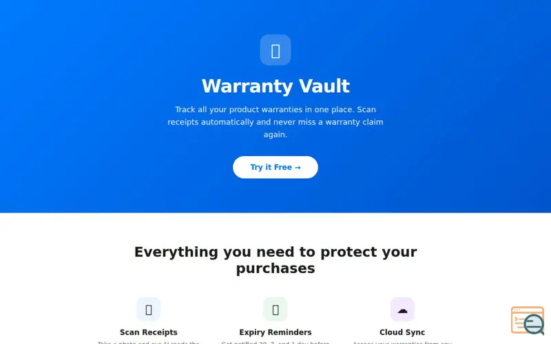 Screenshot of Warranty Vault