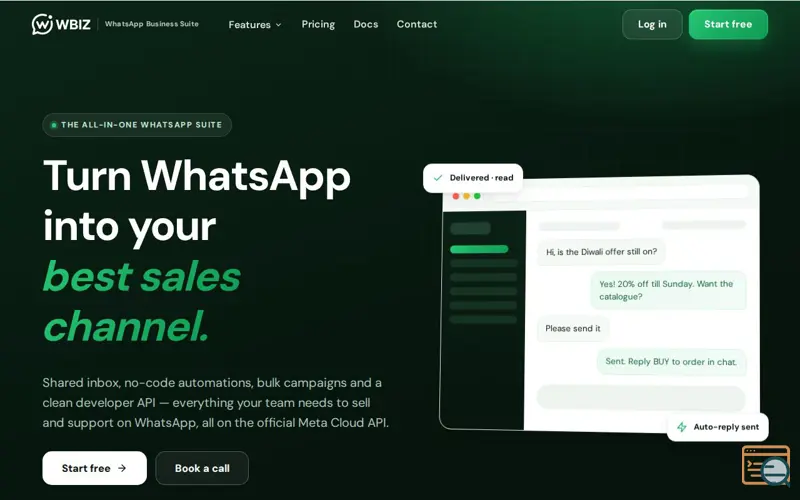 Screenshot of WBIZ.IN