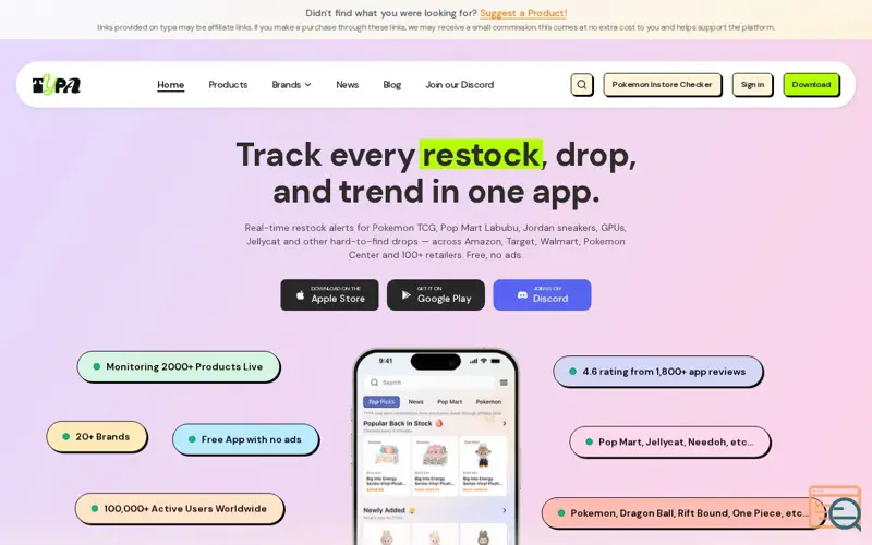 Screenshot of TYPA App