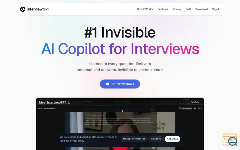 Screenshot of InterviewGPT