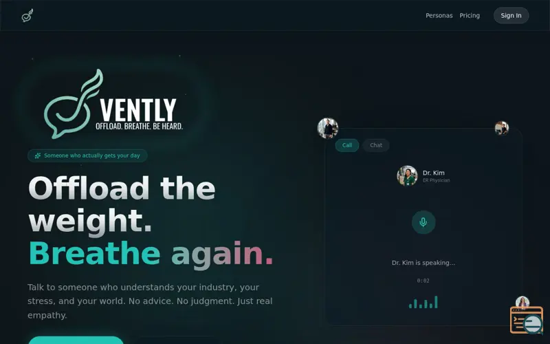 Screenshot of Vently