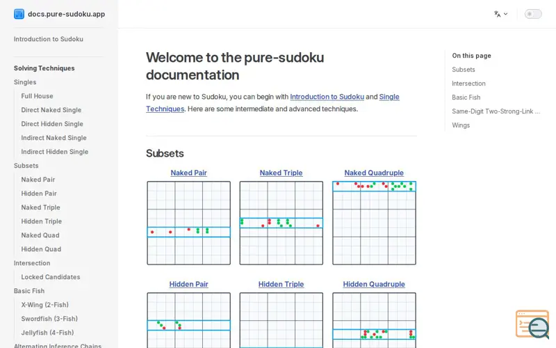 Screenshot of Interactive Sudoku Technique Docs
