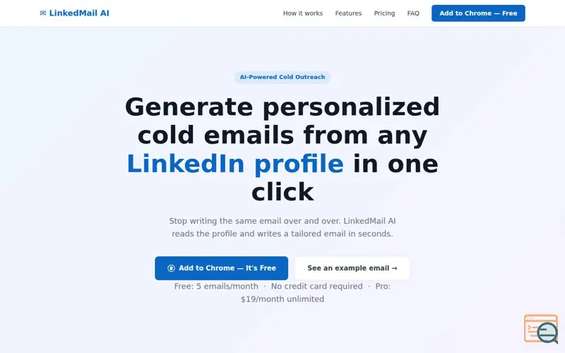 Screenshot of LinkedMail AI - Cold Email Generator