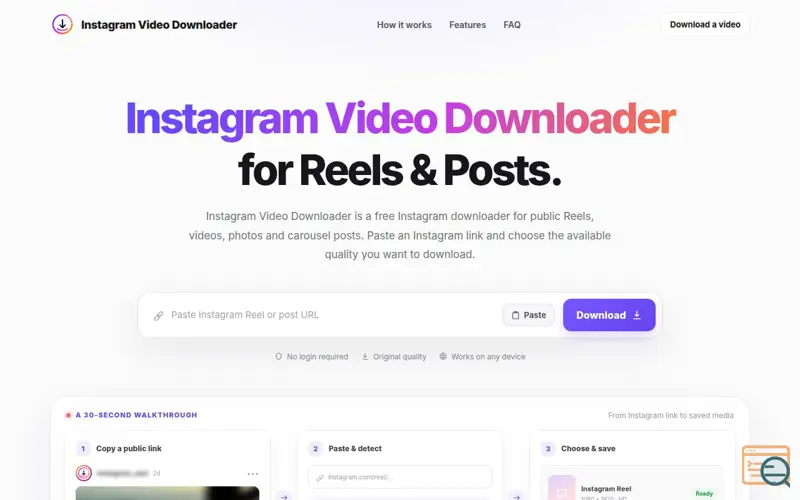 Screenshot of Instagram Video Downloader