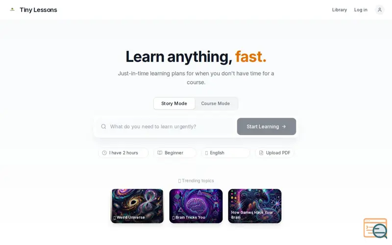 Screenshot of Tiny Lessons