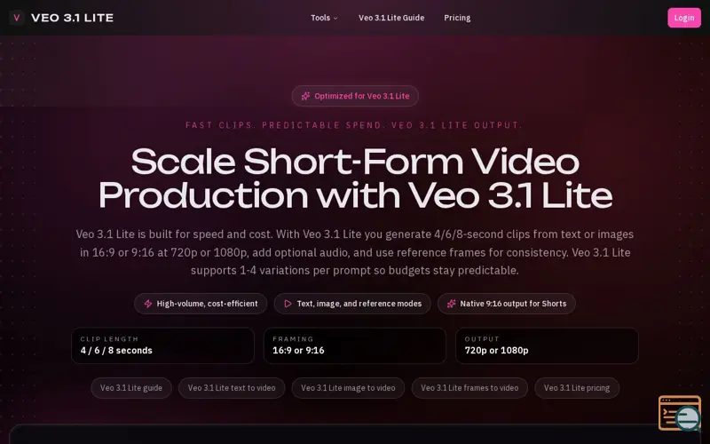 Screenshot of Veo 3.1 Lite