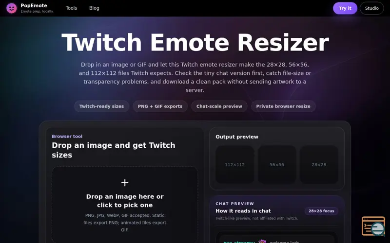 Screenshot of PopEmote