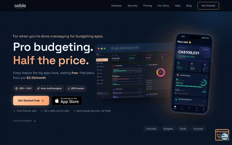 Screenshot of Sable Spend