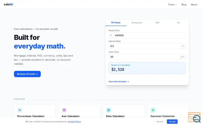 Screenshot of calckit
