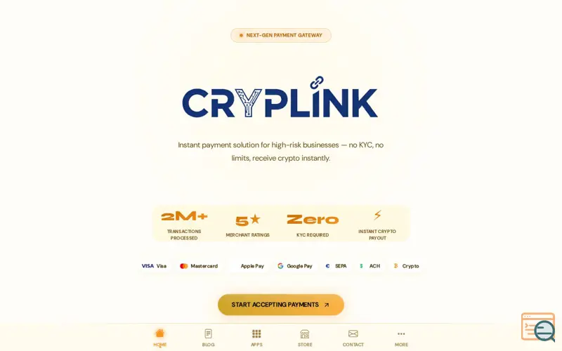 Screenshot of Cryplink Payments Gateway