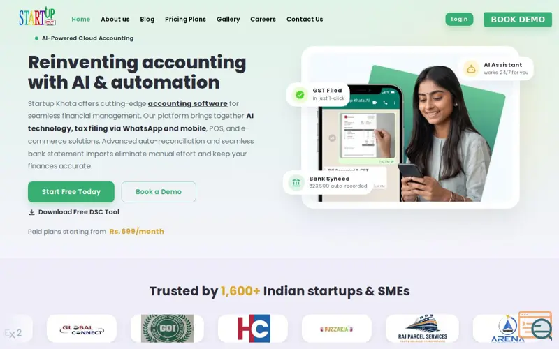Screenshot of StartupKhata GST Software for India