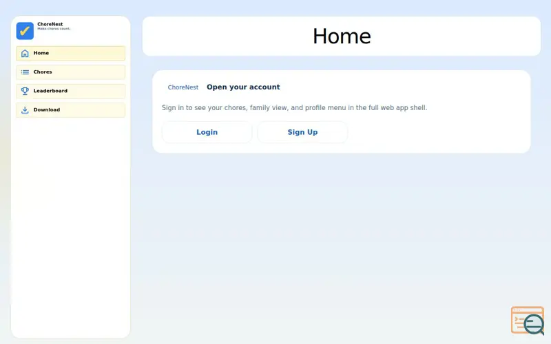Screenshot of ChoreNest