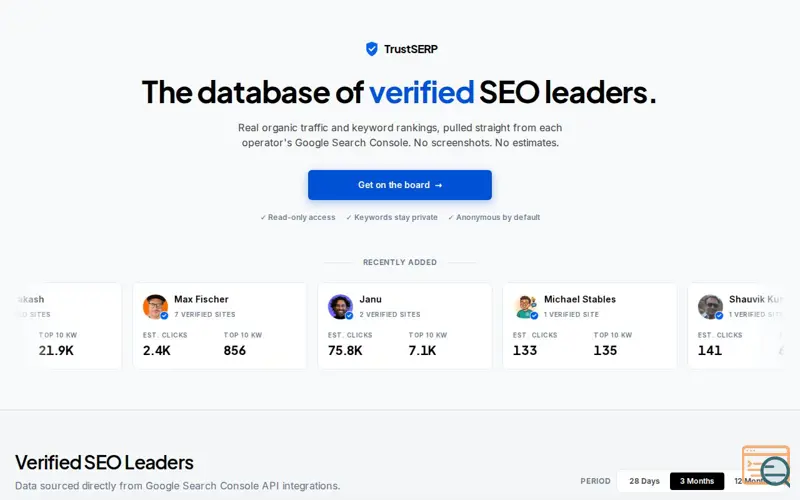 Screenshot of TrustSERP
