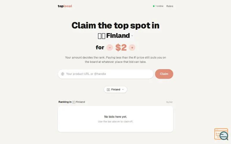 Screenshot of toplocal