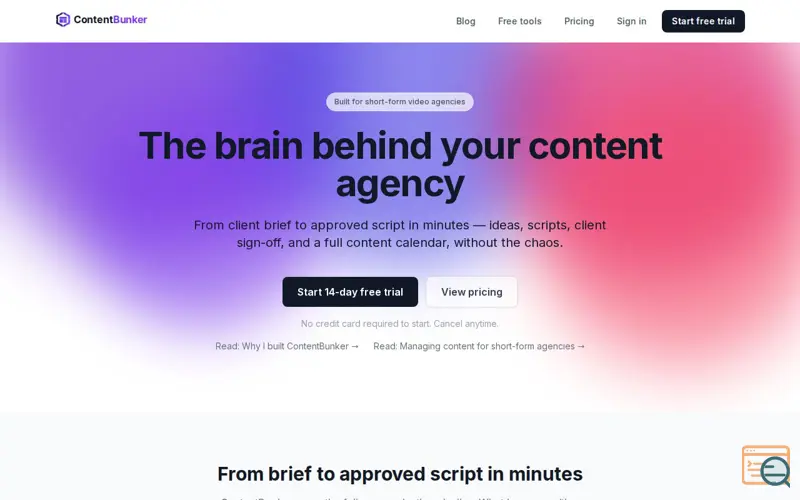 Screenshot of ContentBunker