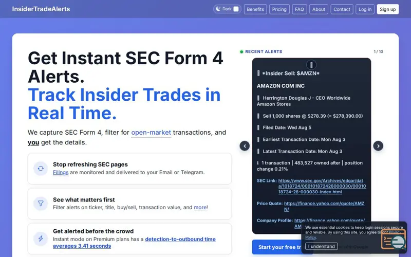 Screenshot of InsiderTradeAlerts