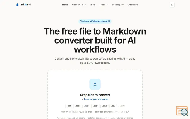 Screenshot of inktomd, a launch using Smithery