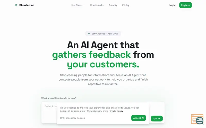 Screenshot of Skoutee.ai, a launch using World4You