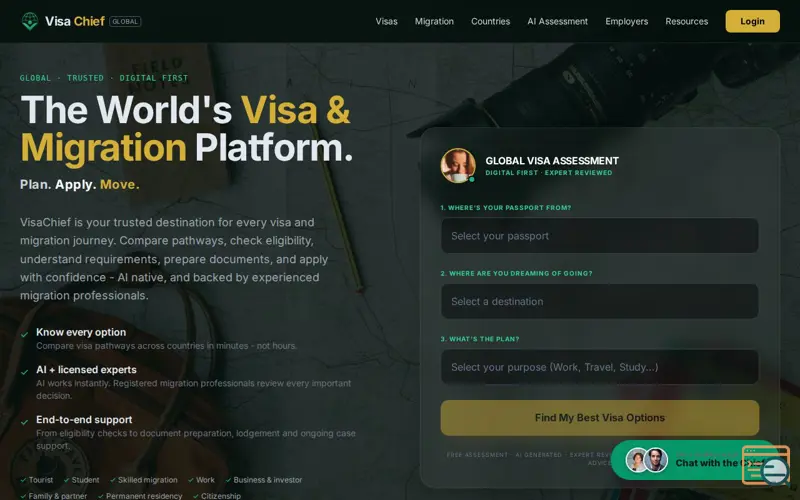 Screenshot of VisaChief.com