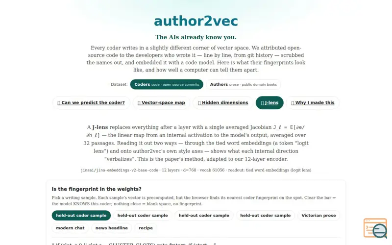 Screenshot of Author2vec