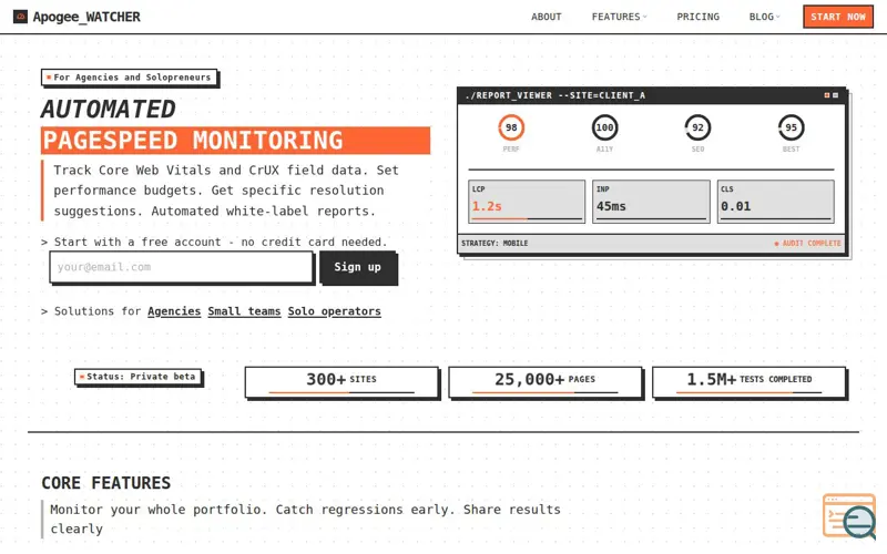 Screenshot of Apogee Watcher