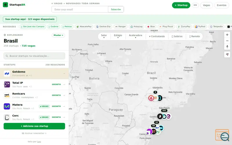Screenshot of StartupsBR - Mapa de startups do Brasil