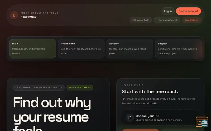 Screenshot of RoastMyCV