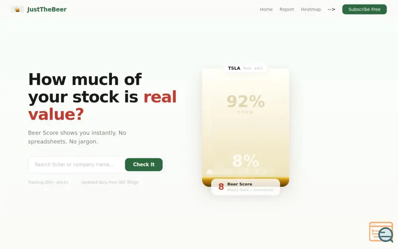 Screenshot of JustTheBeer