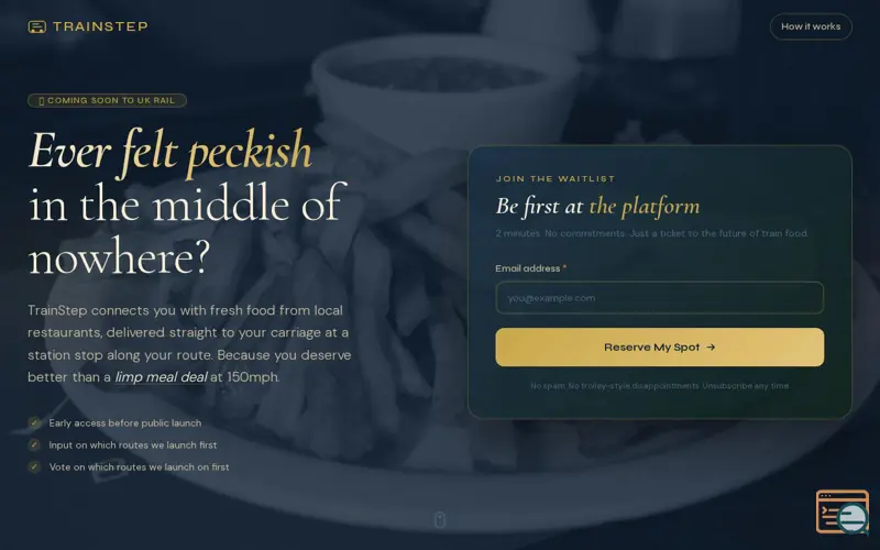 Screenshot of TrainStep: On-train Food Delivery
