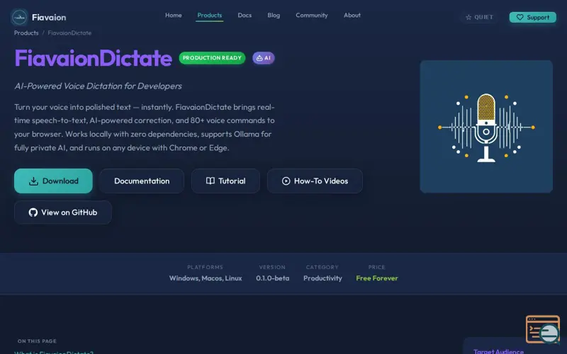 Screenshot of FiavaionDictate