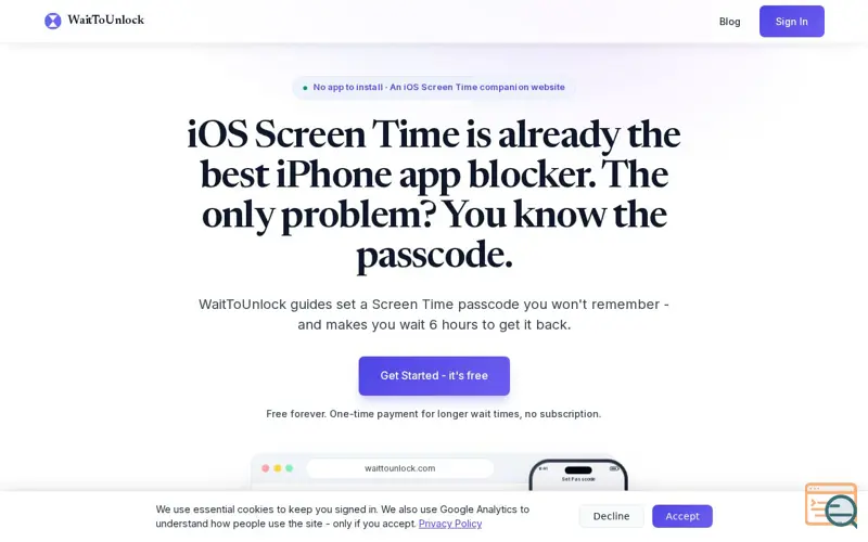 Screenshot of WaitToUnlock