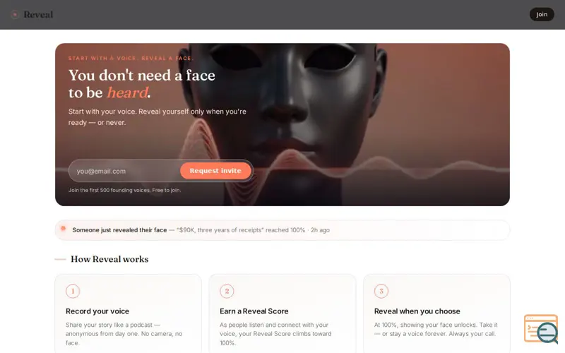 Screenshot of Reveal — The feed