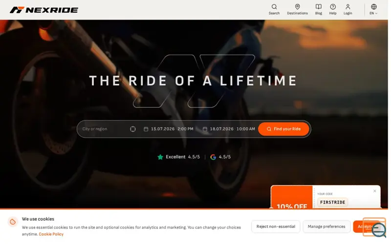 Screenshot of NEXRIDE