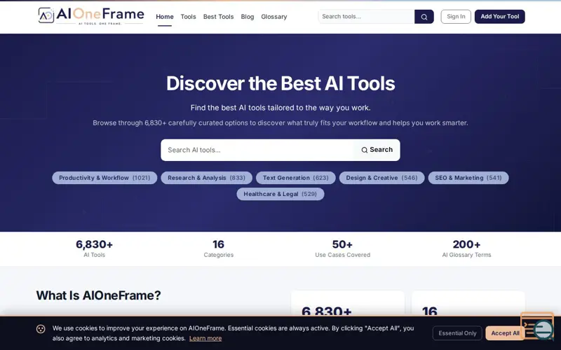 Screenshot of AIOneFrame
