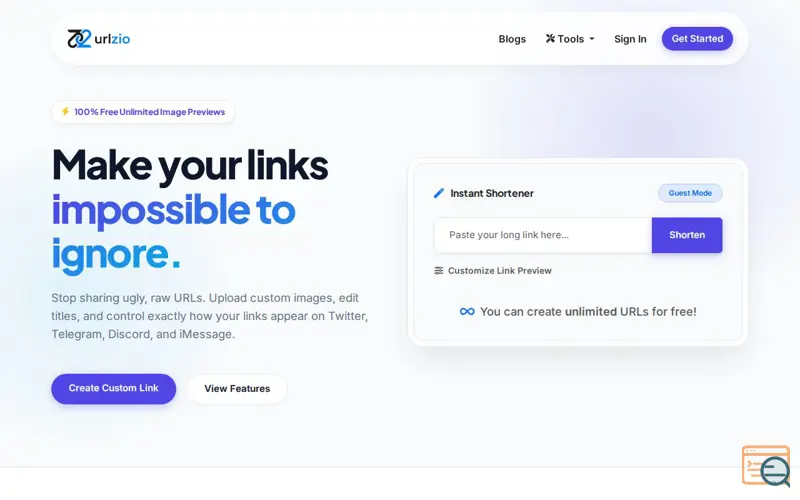 Screenshot of URLzio Shortener