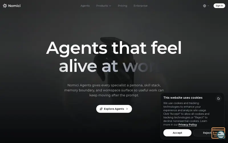 Screenshot of Nomici Agents