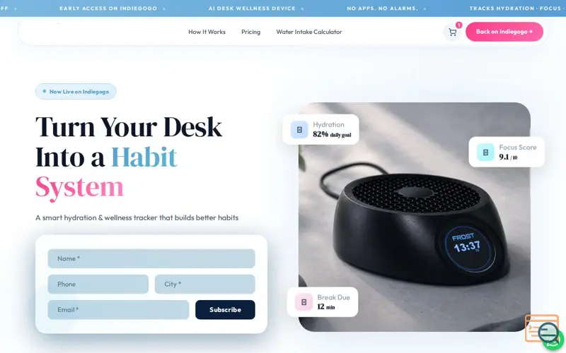 Screenshot of Frost Aura, a launch using Indiegogo