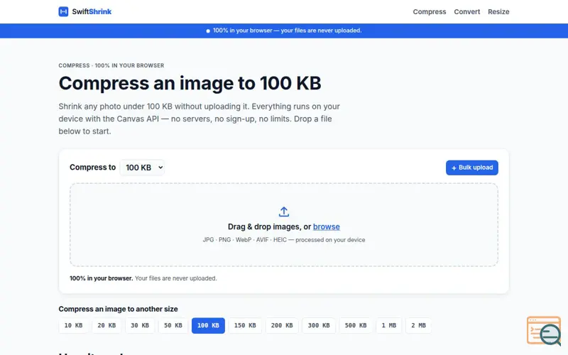 Screenshot of SwiftShrink