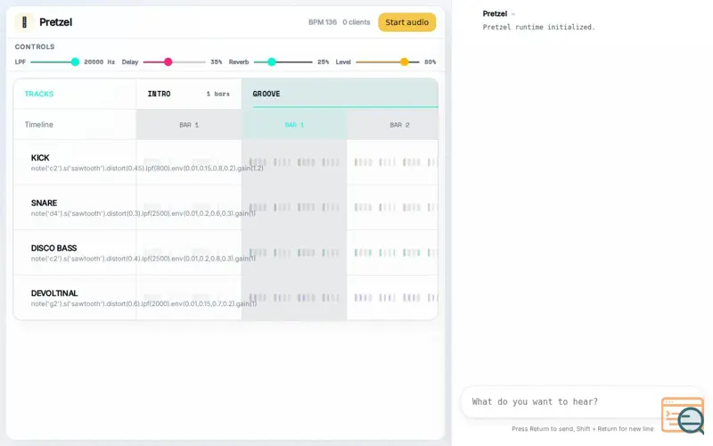 Screenshot of Live AI music sequencing agent