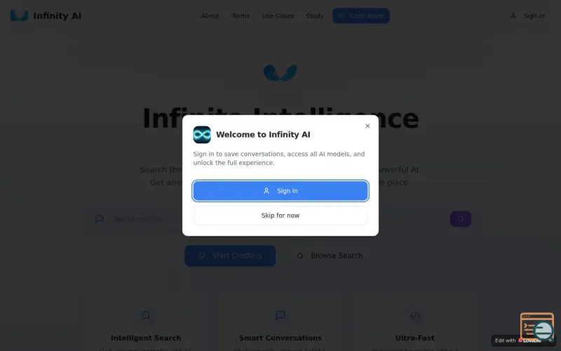 Screenshot of Code update - InfinityAI