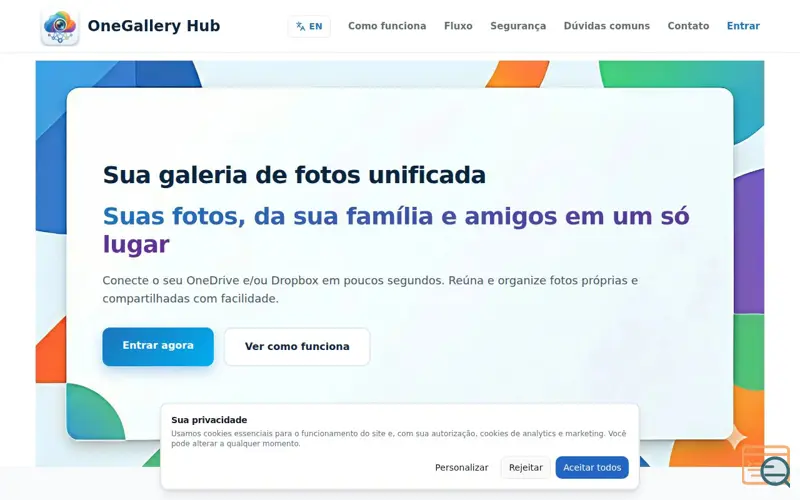 Screenshot of OneGallery Hub — Share your moments