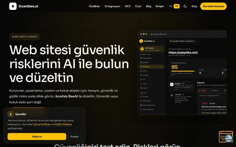 Screenshot of Guardbee.ai, a launch using Debian