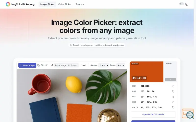 Screenshot of ImgColorPicker.org